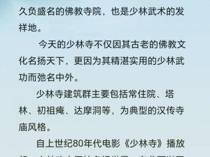 霸道天下少林寺方丈人物深度解析：功夫、智慧与领导力的完美结合