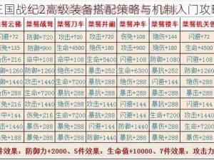 三国战纪2高级装备搭配策略与机制入门攻略