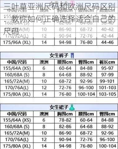 三叶草亚洲尺码和欧洲尺码区别：教你如何正确选择适合自己的尺码