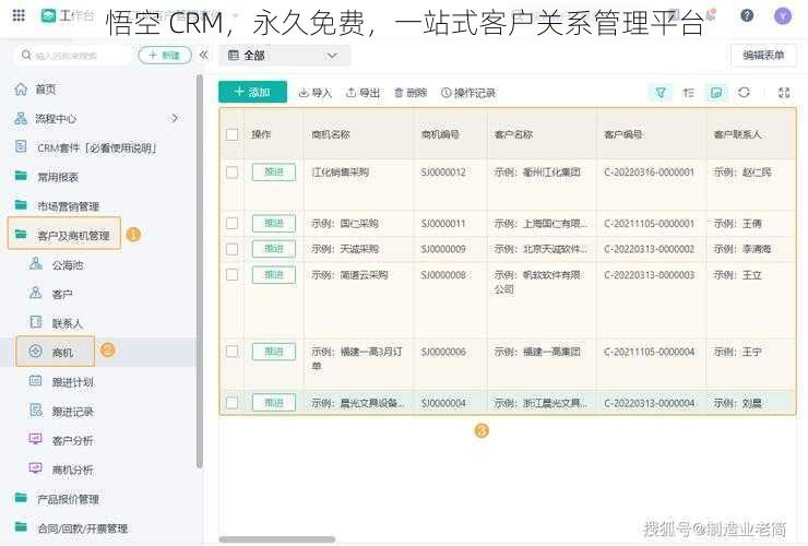 悟空 CRM，永久免费，一站式客户关系管理平台