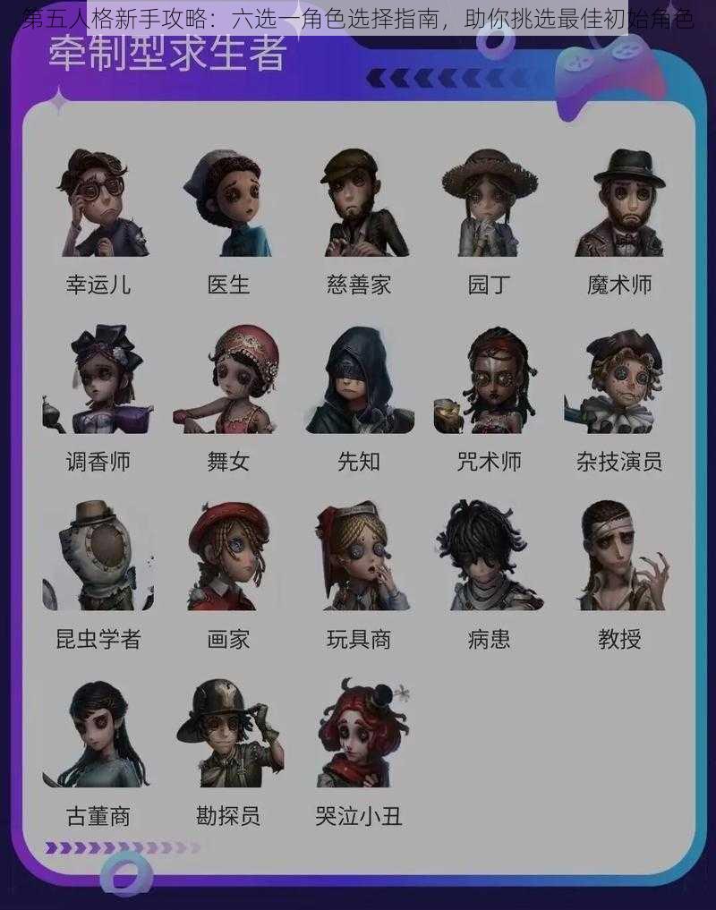 第五人格新手攻略：六选一角色选择指南，助你挑选最佳初始角色