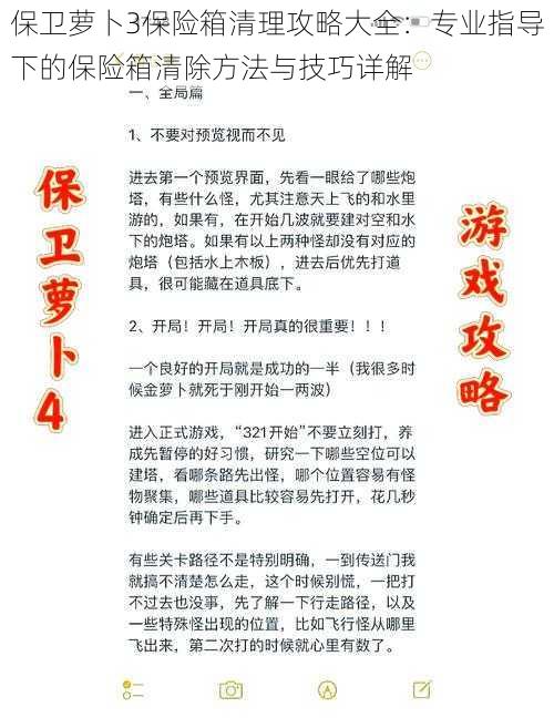 保卫萝卜3保险箱清理攻略大全：专业指导下的保险箱清除方法与技巧详解