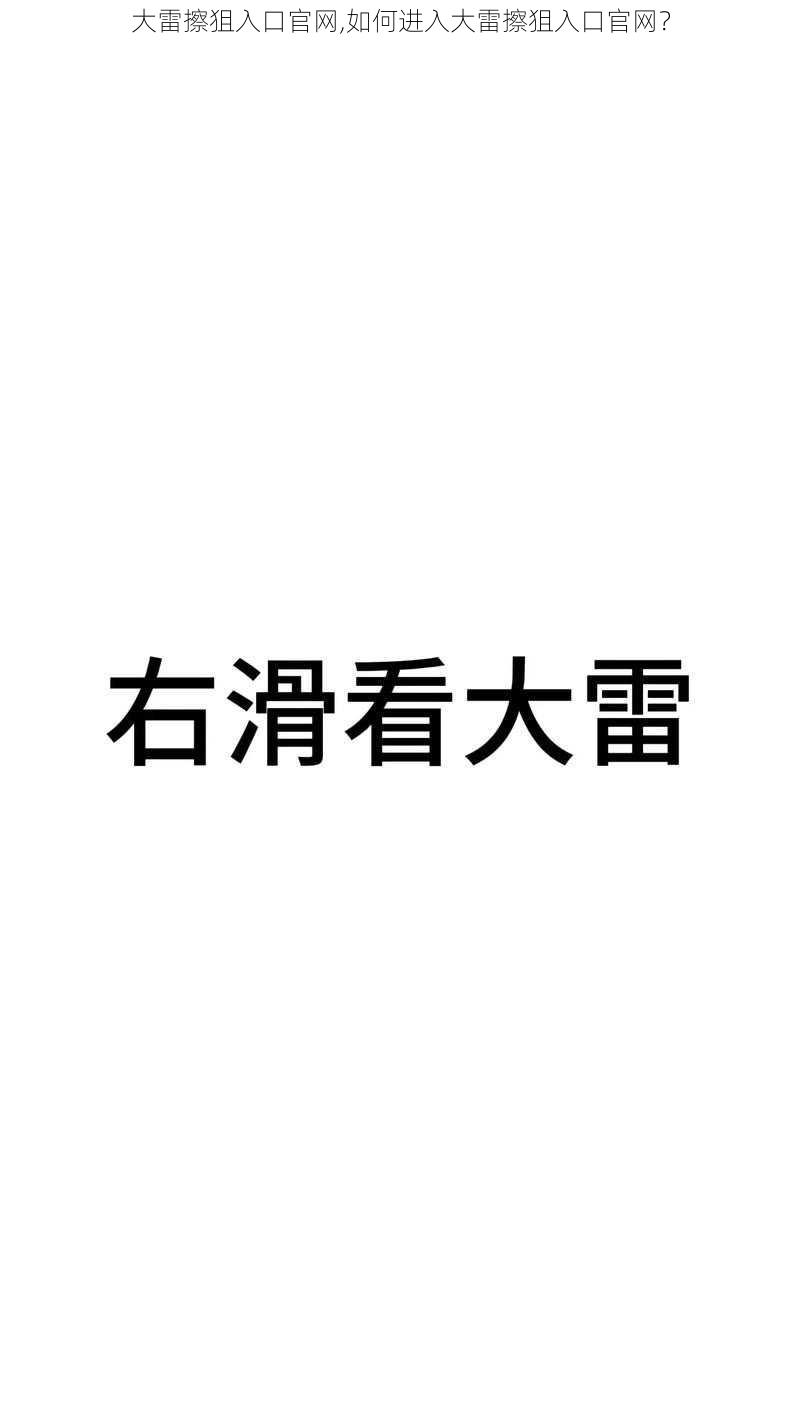 大雷擦狙入口官网,如何进入大雷擦狙入口官网？