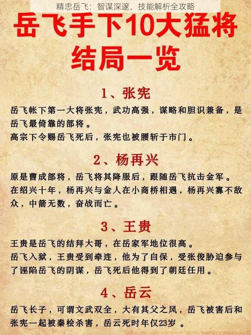 精忠岳飞：智谋深邃，技能解析全攻略