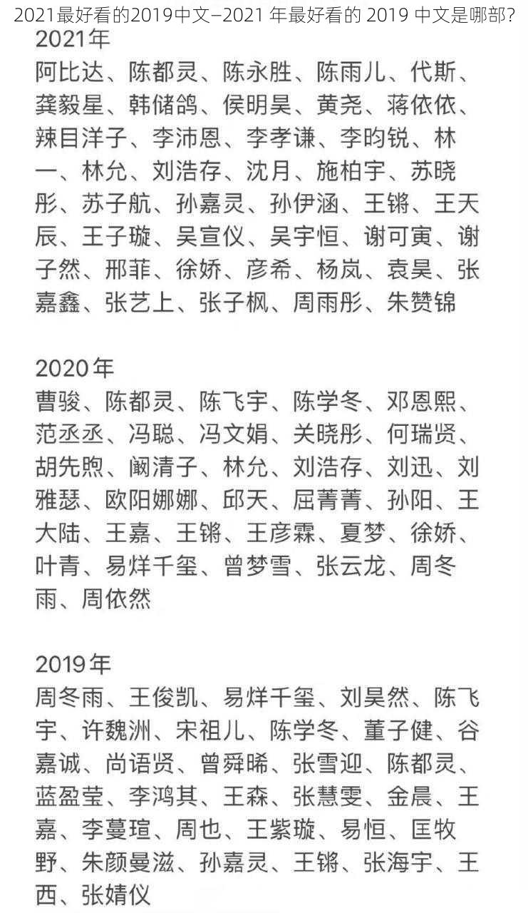 2021最好看的2019中文—2021 年最好看的 2019 中文是哪部？