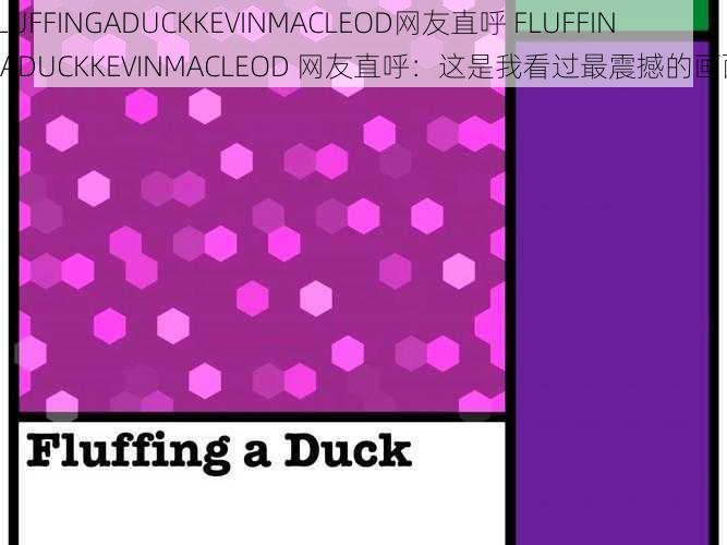 FLUFFINGADUCKKEVINMACLEOD网友直呼 FLUFFINGADUCKKEVINMACLEOD 网友直呼：这是我看过最震撼的画面