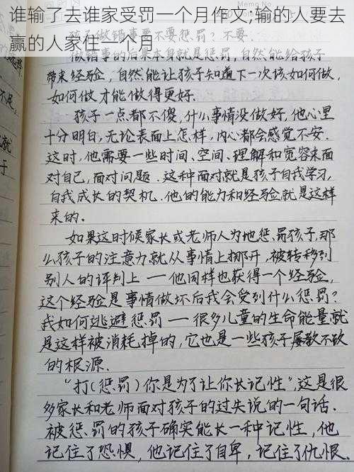 谁输了去谁家受罚一个月作文;输的人要去赢的人家住一个月