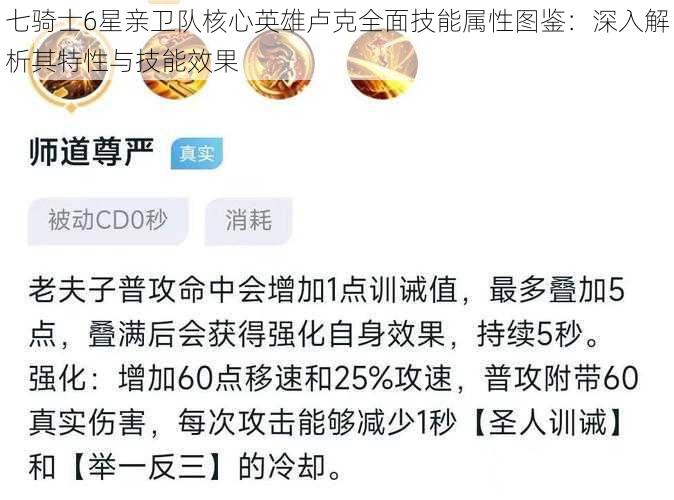 七骑士6星亲卫队核心英雄卢克全面技能属性图鉴：深入解析其特性与技能效果