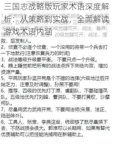 三国志战略版玩家术语深度解析：从策略到实战，全面解读游戏术语内涵