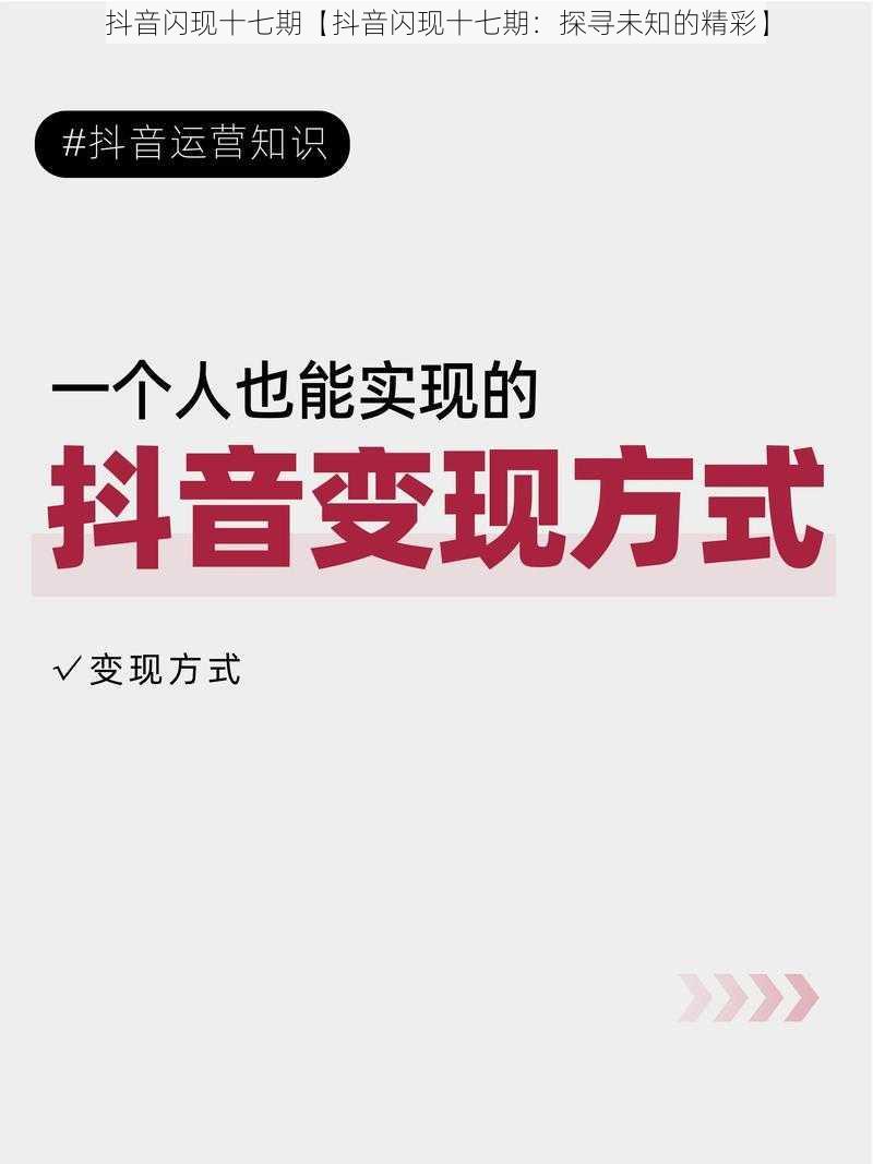 抖音闪现十七期【抖音闪现十七期：探寻未知的精彩】