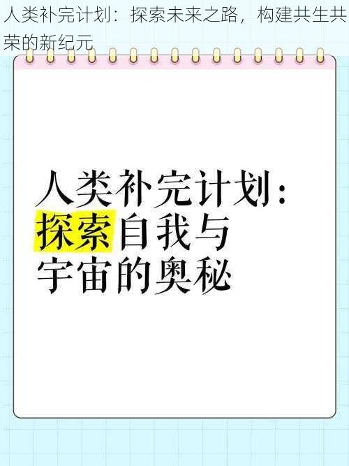 人类补完计划：探索未来之路，构建共生共荣的新纪元